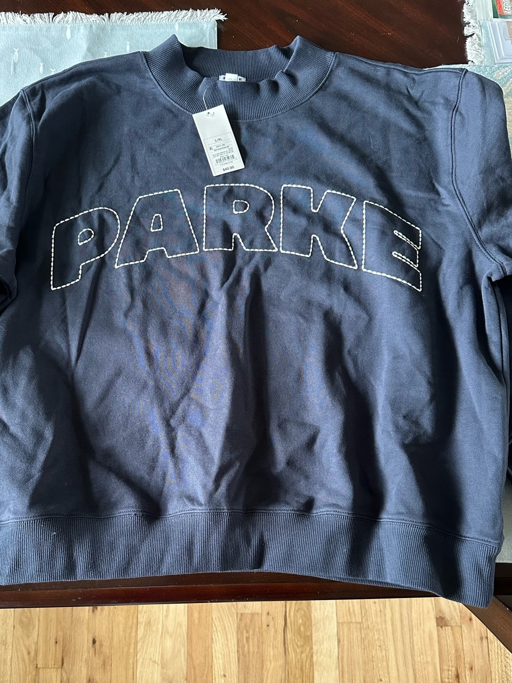 Parke x Target Navy Pullover Sweatshirt with Contrasting Stitch Detail